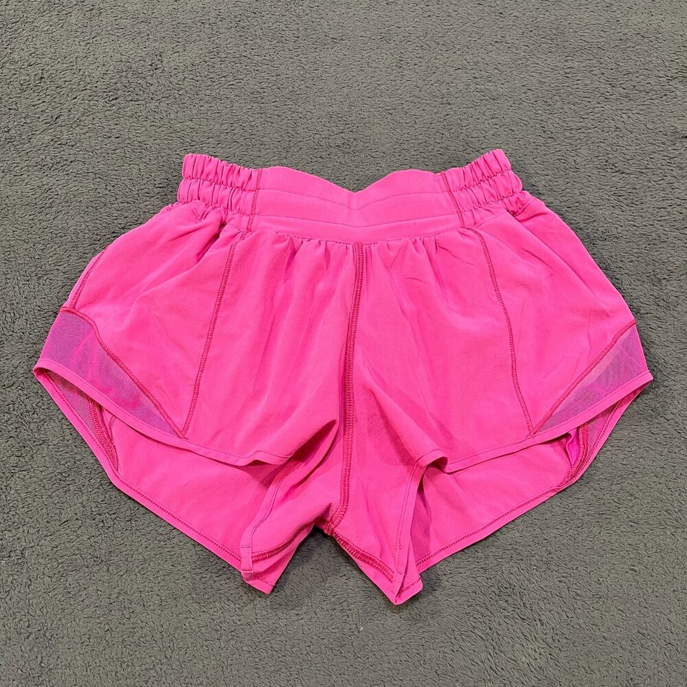 Lululemon Hotty Hot Sonic Pink Mesh Panels Lined Running Shorts Women's Size 0